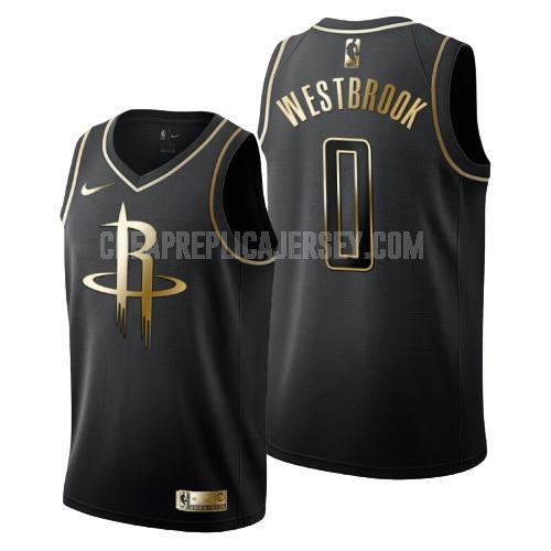men's houston rockets russell westbrook 0 black golden edition replica jersey