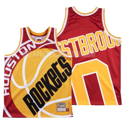 men's houston rockets russell westbrook 0 red big face replica jersey
