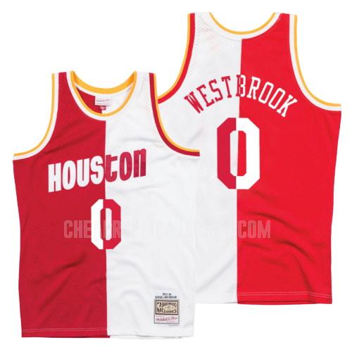 men's houston rockets russell westbrook 0 red white split hardwood classics replica jersey