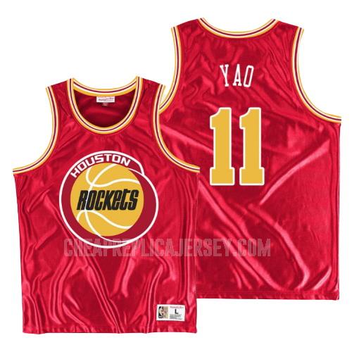 men's houston rockets yao ming 11 red dazzle replica jersey