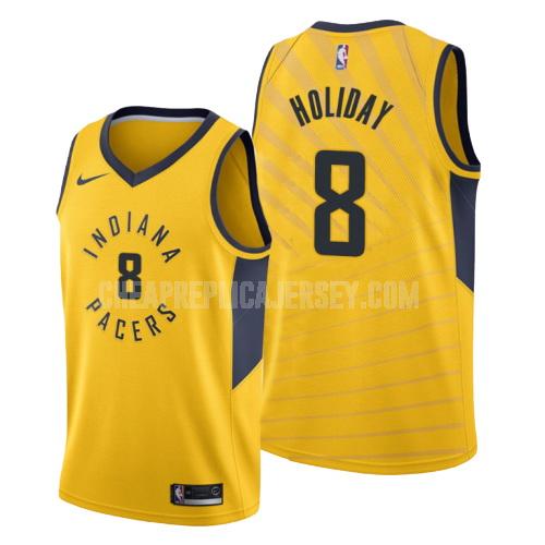 men's indiana pacers justin holiday 8 yellow statement replica jersey