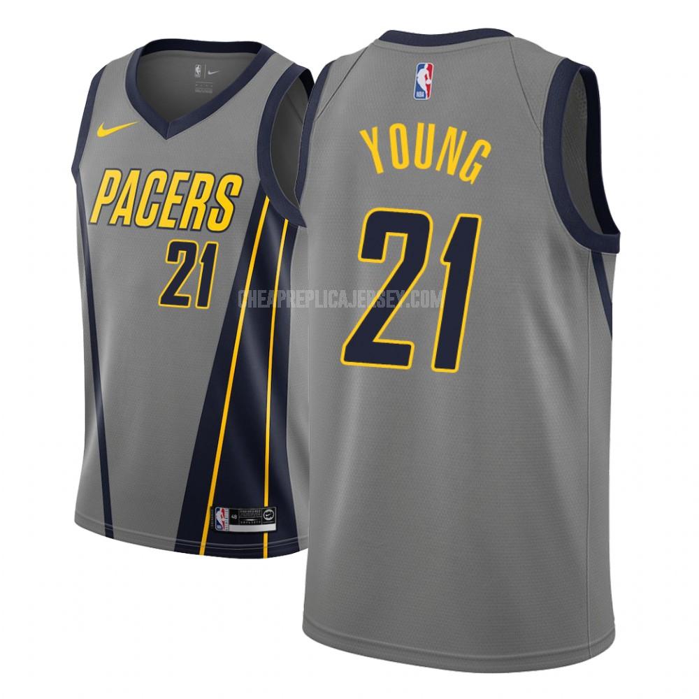 men's indiana pacers thaddeus young 21 gray city edition replica jersey