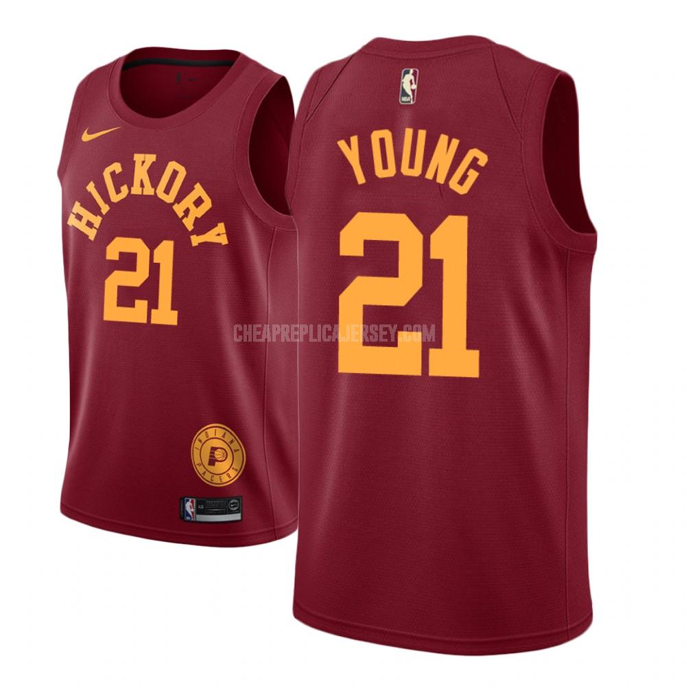 men's indiana pacers thaddeus young 21 red hardwood classic replica jersey