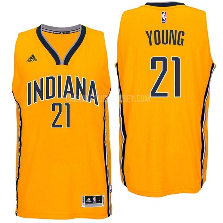 men's indiana pacers thaddeus young 21 yellow alternate replica jersey