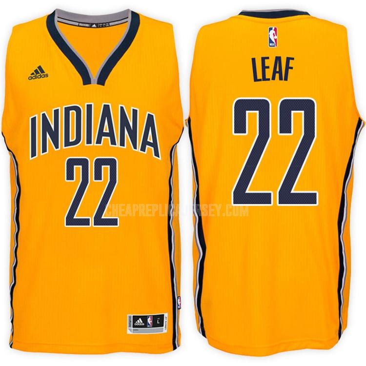 men's indiana pacers tj leaf 22 yellow alternate replica jersey