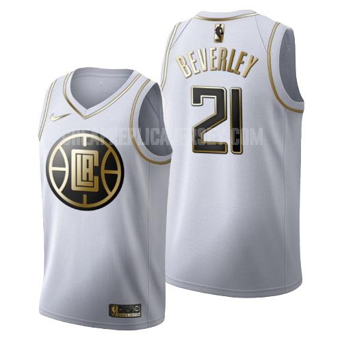 men's los angeles clippers patrick beverley 21 white golden edition replica jersey