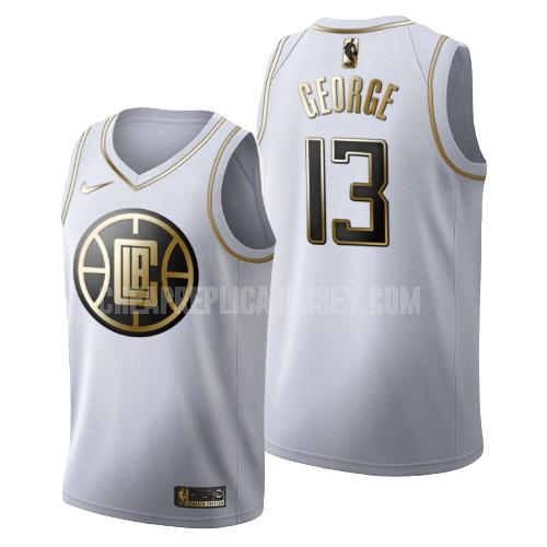 men's los angeles clippers paul george 13 white golden edition replica jersey