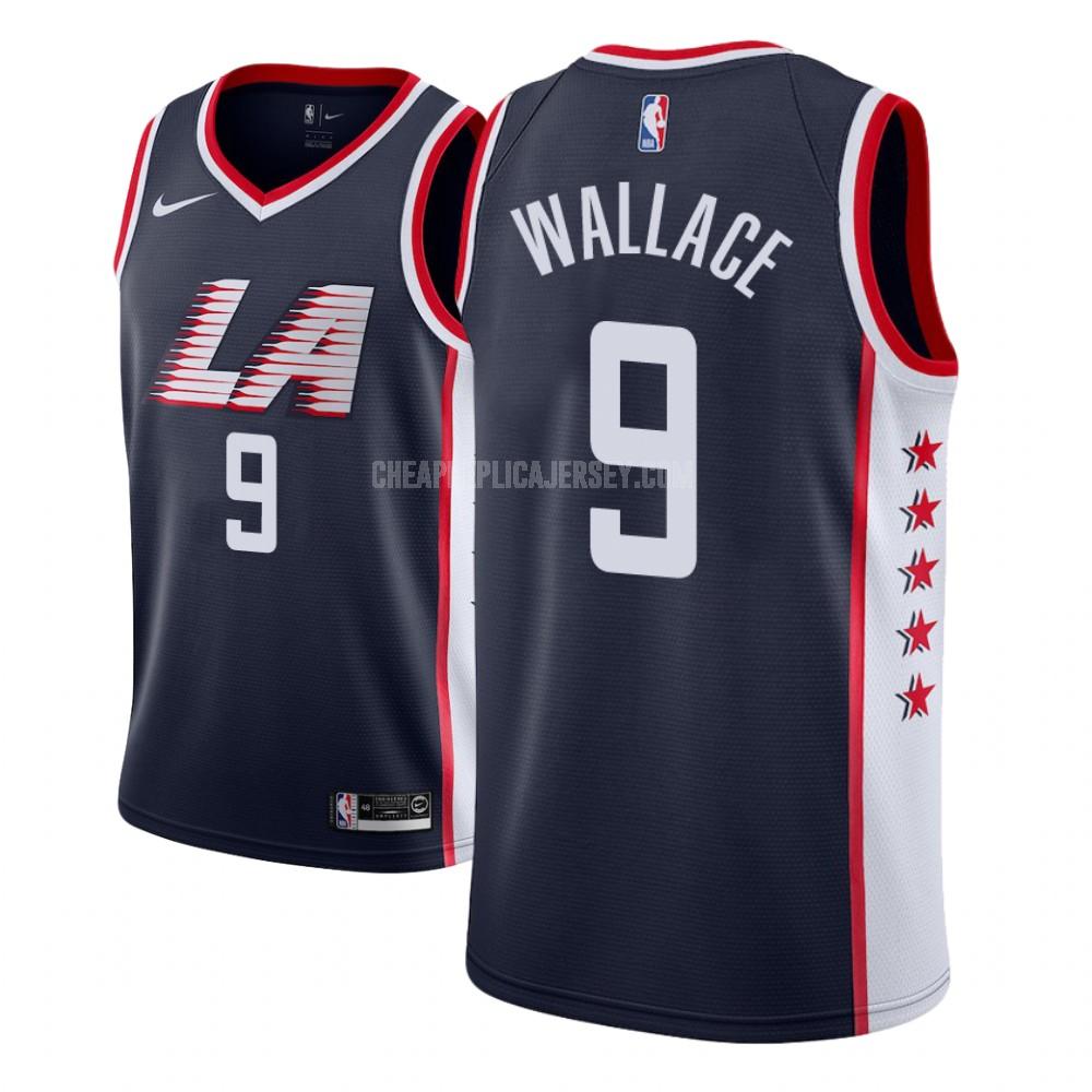 men's los angeles clippers tyrone wallace 9 navy city edition replica jersey