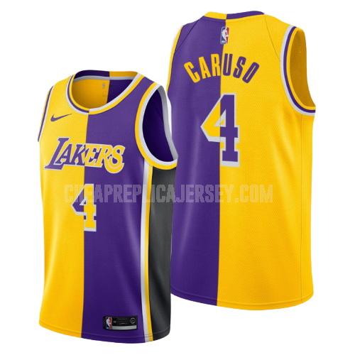 men's los angeles lakers alex caruso 4 yellow purple split replica jersey
