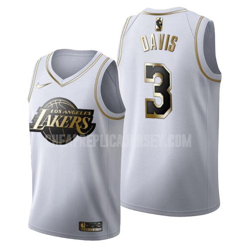 men's los angeles lakers anthony davis 3 white golden edition replica jersey