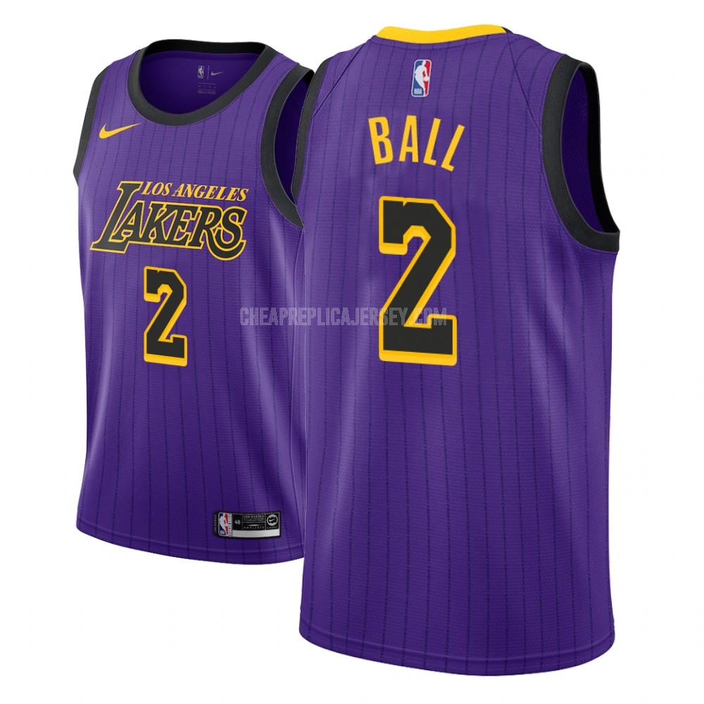 men's los angeles lakers lonzo ball 2 purple city edition replica jersey