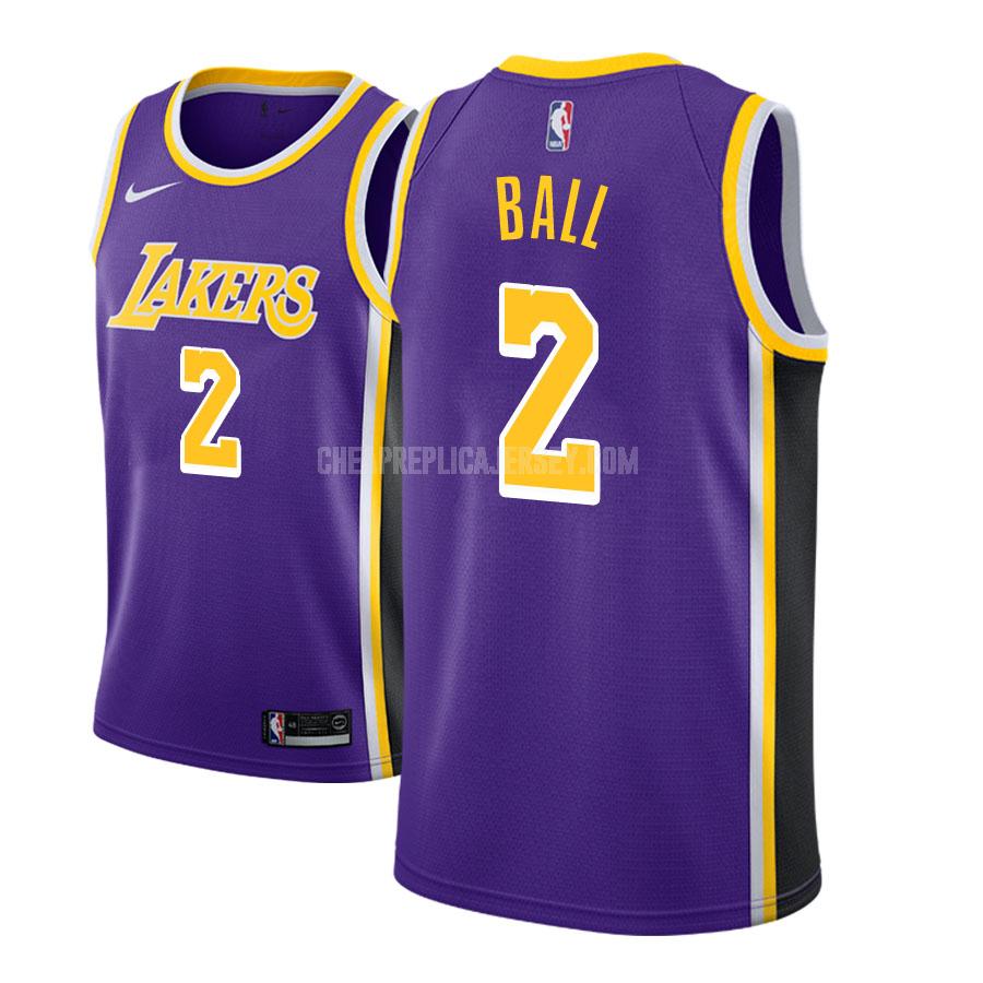 men's los angeles lakers lonzo ball 2 purple statement replica jersey