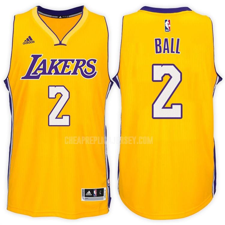 men's los angeles lakers lonzo ball 2 yellow home replica jersey