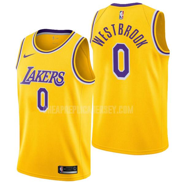 men's los angeles lakers russell westbrook 0 yellow icon edition replica jersey