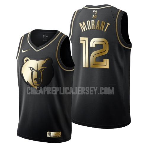 men's memphis grizzlies ja morant 12 black golden edition replica jersey