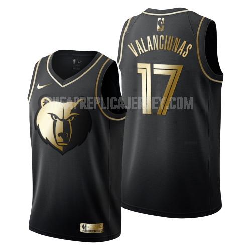 men's memphis grizzlies jonas valanciunas 17 black golden edition replica jersey