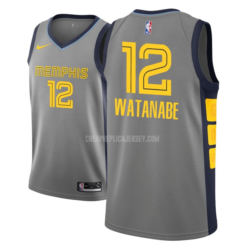men's memphis grizzlies yuta watanabe 12 gray city edition replica jersey