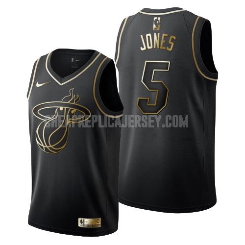 men's miami heat derrick jones 5 black golden edition replica jersey