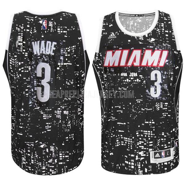 men's miami heat dwyane wade 3 black city edition replica jersey