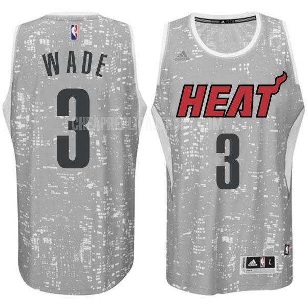 men's miami heat dwyane wade 3 gray city edition replica jersey