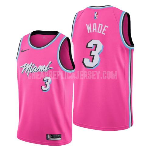 men's miami heat dwyane wade 3 pink earned edition replica jersey