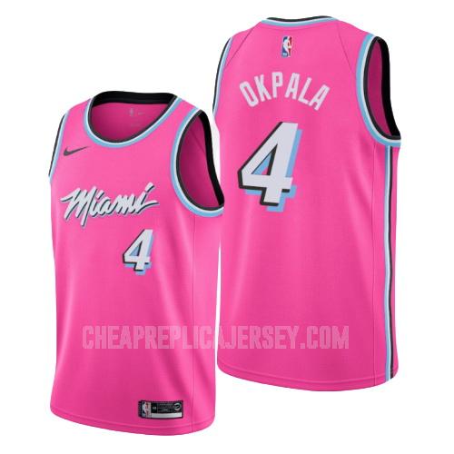 men's miami heat kz okpala 4 pink earned edition replica jersey