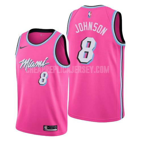 men's miami heat tyler johnson 8 pink earned edition replica jersey