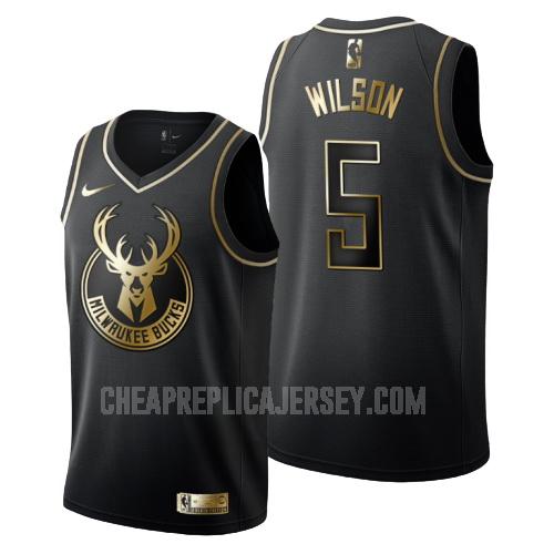 men's milwaukee bucks dj wilson 5 black golden edition replica jersey