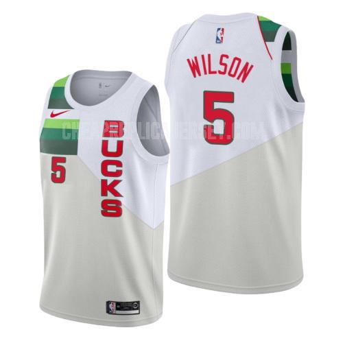 men's milwaukee bucks dj wilson 5 white earned edition replica jersey