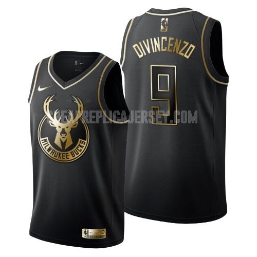 men's milwaukee bucks donte divincenzo 9 black golden edition replica jersey