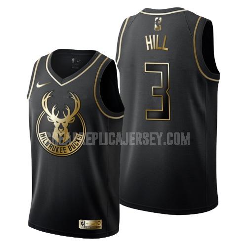 men's milwaukee bucks george hill 3 black golden edition replica jersey