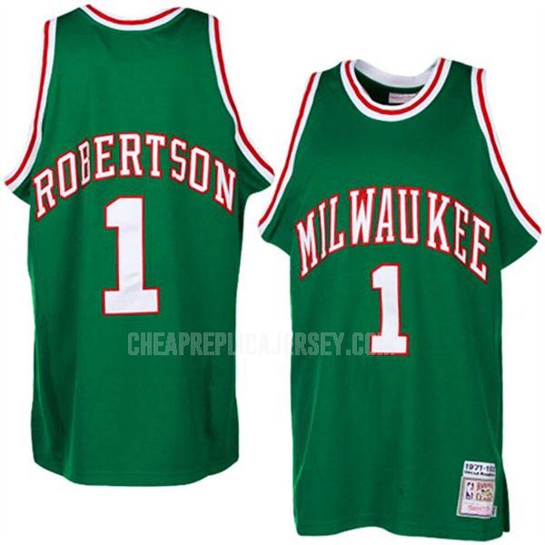 men's milwaukee bucks oscar robertson 1 green throwback replica jersey
