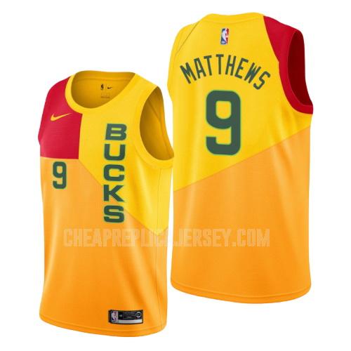 men's milwaukee bucks wesley matthews 9 yellow city edition replica jersey