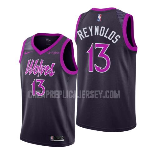 men's minnesota timberwolves cameron reynolds 13 purple city edition replica jersey