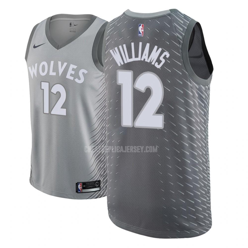 men's minnesota timberwolves cj williams 12 gray city edition replica jersey