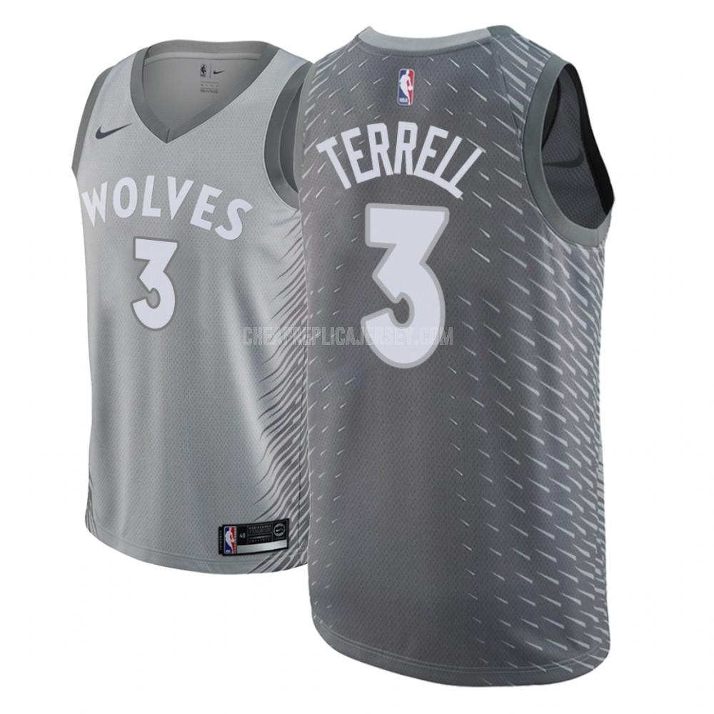 men's minnesota timberwolves jared terrell 3 gray city edition replica jersey