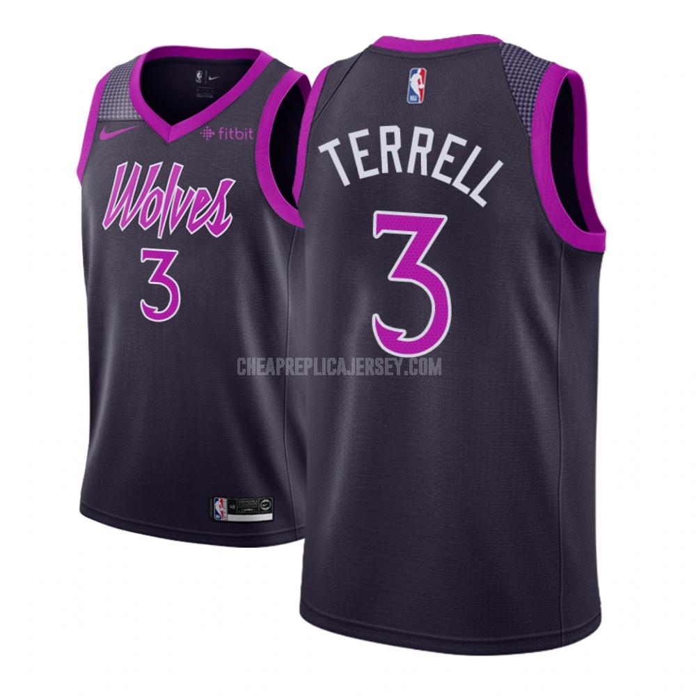 men's minnesota timberwolves jared terrell 3 purple city edition replica jersey