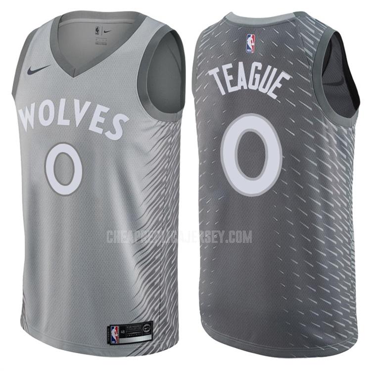 men's minnesota timberwolves jeff teague 0 gray city edition replica jersey