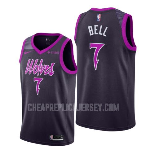 men's minnesota timberwolves jordan bell 7 purple city edition replica jersey
