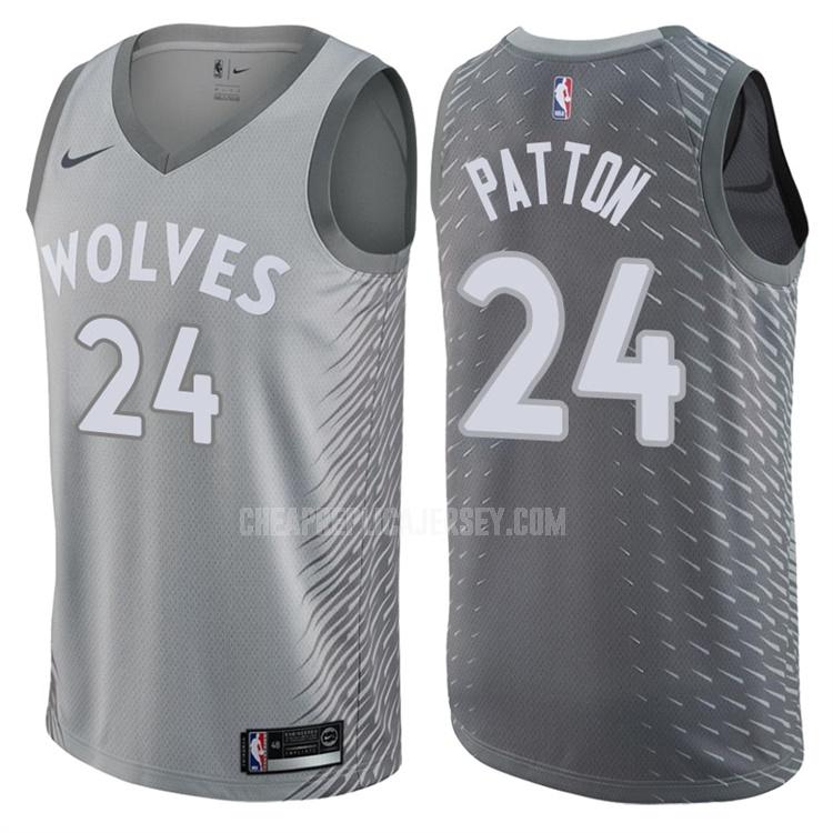 men's minnesota timberwolves justin patton 24 gray city edition replica jersey