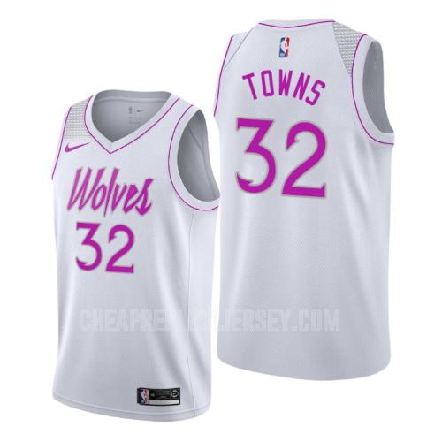 men's minnesota timberwolves karl anthony towns 32 white earned edition replica jersey