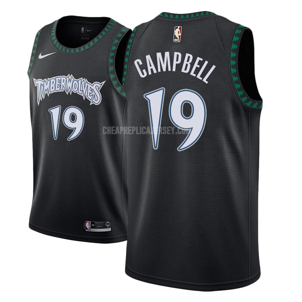 men's minnesota timberwolves tony campbell 19 black classic edition replica jersey
