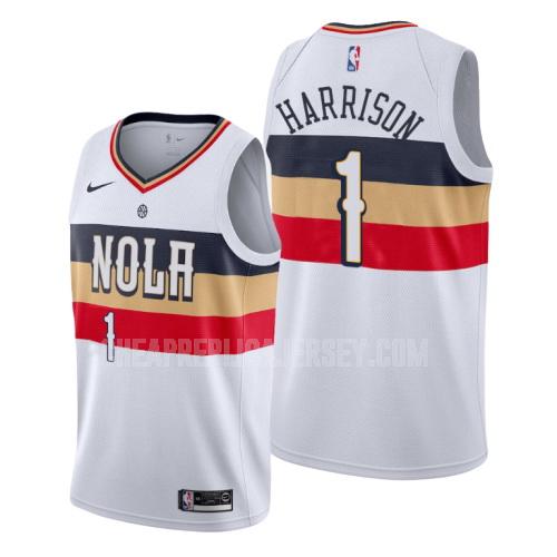 men's new orleans pelicans andrew harrison 1 white earned edition replica jersey