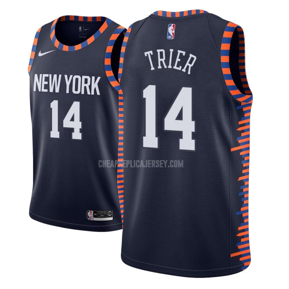 men's new york knicks allonzo trier 14 navy city edition replica jersey