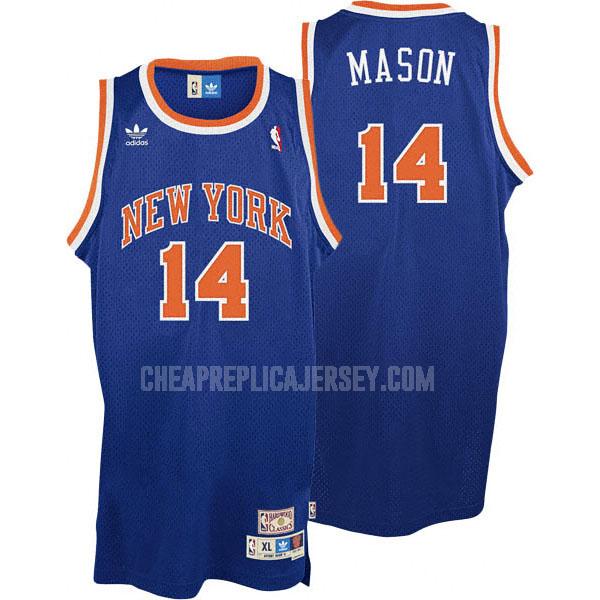 men's new york knicks anthony mason 14 blue classic replica jersey