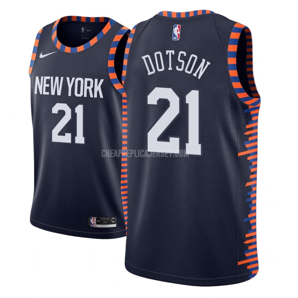 men's new york knicks damyean dotson 21 navy city edition replica jersey