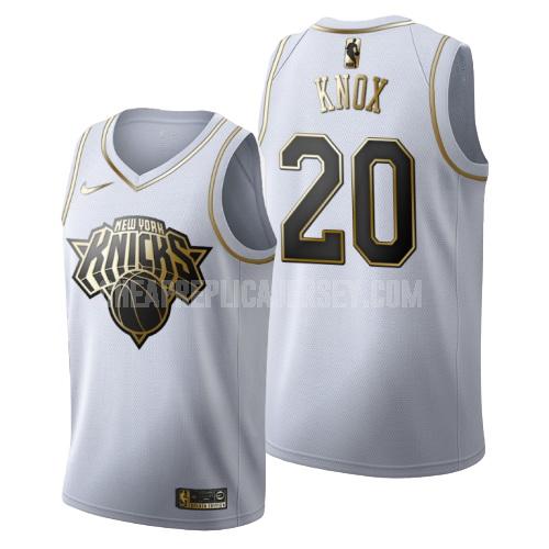 men's new york knicks kevin knox 20 white golden edition replica jersey