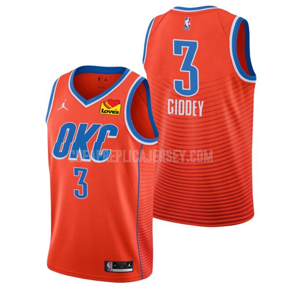 men's oklahoma city thunder josh giddey 3 orange statement edition replica jersey