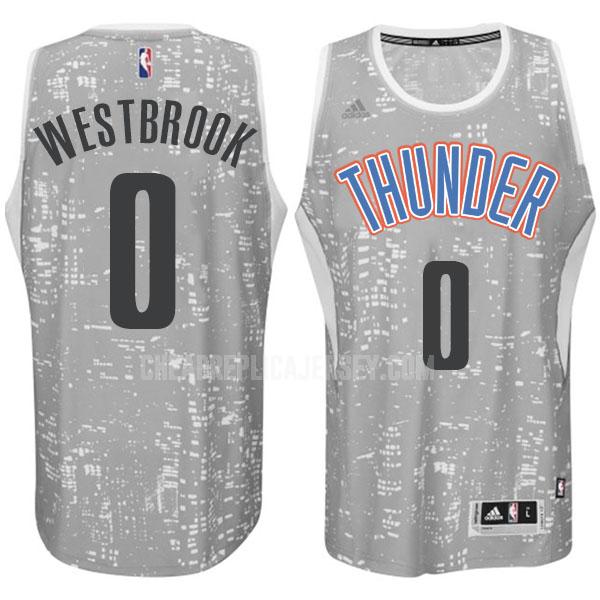 men's oklahoma city thunder russell westbrook 0 gray city edition replica jersey