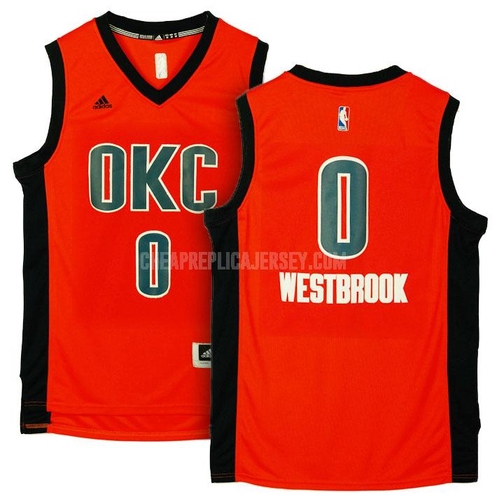 men's oklahoma city thunder russell westbrook 0 orange alternate replica jersey